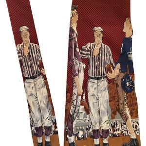 Norman Rockwell Van Heusen Silk Tie Saturday Evening  Football Referee Vintage